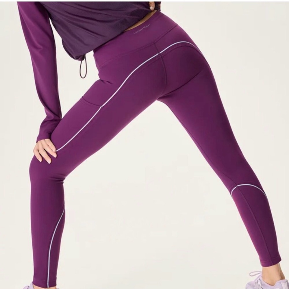 NEW NWT Outdoor Voices Frostknit 7/8 Leggings and jacket color plumb